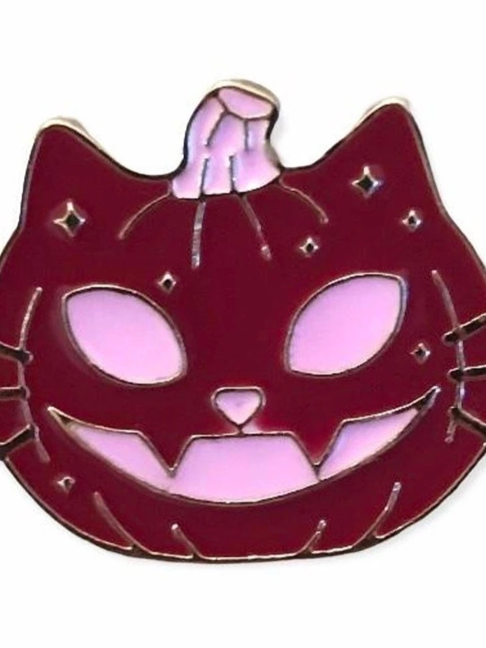 Purple pumpkin cat enamel pin